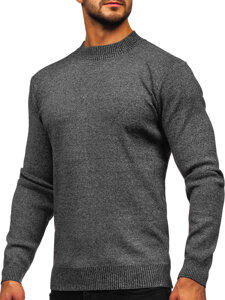 Bolf Herren Halb Rollkragenpullover basic Grau  S8727