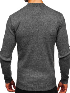 Bolf Herren Halb Rollkragenpullover basic Grau  S8727