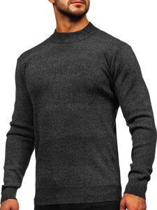 Bolf Herren Halb Rollkragenpullover basic Schwarzgrau  S8727