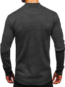 Bolf Herren Halb Rollkragenpullover basic Schwarzgrau  S8727