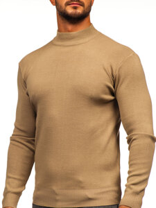 Bolf Herren Halb Rrollkragenpullover basic Beige H2402