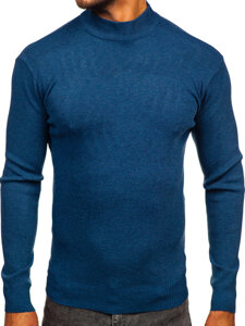 Bolf Herren Halb Rrollkragenpullover basic Blau H2402