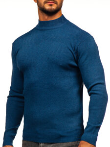 Bolf Herren Halb Rrollkragenpullover basic Blau H2402