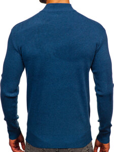 Bolf Herren Halb Rrollkragenpullover basic Blau H2402