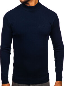 Bolf Herren Halb Rrollkragenpullover basic Dunkelblau H2402