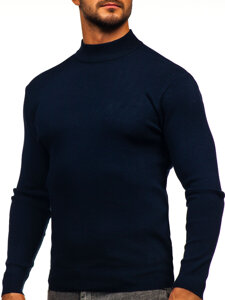 Bolf Herren Halb Rrollkragenpullover basic Dunkelblau H2402