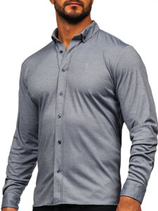 Bolf Herren Hemd Casual Langarm Grau  500