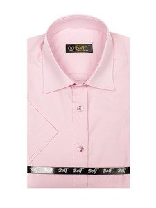 Bolf Herren Hemd Elegant Kurzarm Rosa  7501