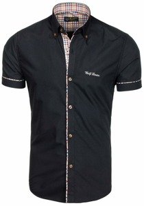 Bolf Herren Hemd Elegant Kurzarm Schwarz  5509-1