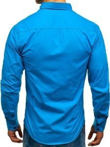 Bolf Herren Hemd Elegant Langarm Blau  1721-A