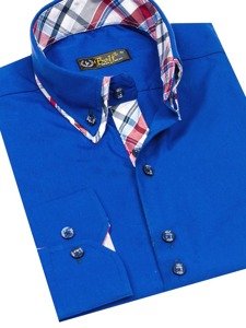 Bolf Herren Hemd Elegant Langarm Blau  4704-1