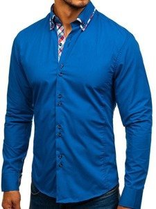 Bolf Herren Hemd Elegant Langarm Blau  4704-1