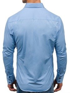 Bolf Herren Hemd Elegant Langarm Hellblau  1721-A