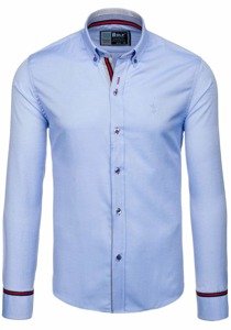 Bolf Herren Hemd Elegant Langarm Hellblau  5801-A