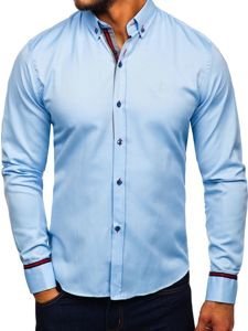 Bolf Herren Hemd Elegant Langarm Hellblau  5801-A