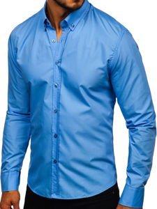 Bolf Herren Hemd Elegant Langarm Hellblau  5821