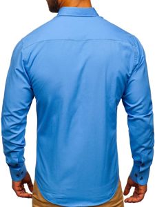 Bolf Herren Hemd Elegant Langarm Hellblau  7720