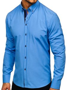 Bolf Herren Hemd Elegant Langarm Hellblau 8840-1