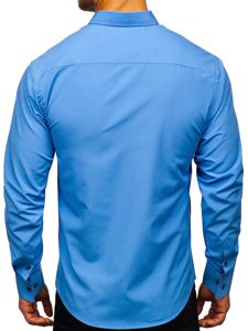 Bolf Herren Hemd Elegant Langarm Hellblau 8840-1