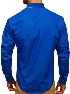 Bolf Herren Hemd Elegant Langarm Mittelblau  4777