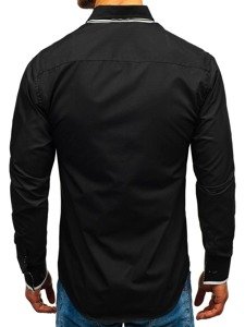 Bolf Herren Hemd Elegant Langarm Schwarz  1747