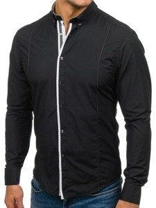 Bolf Herren Hemd Elegant Langarm Schwarz 22