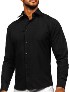 Bolf Herren Hemd Elegant Langarm Schwarz  24740