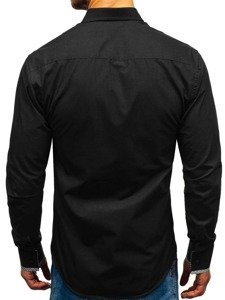 Bolf Herren Hemd Elegant Langarm Schwarz  2701-1