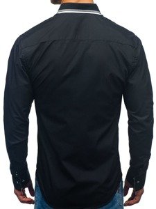 Bolf Herren Hemd Elegant Langarm Schwarz  3704-1