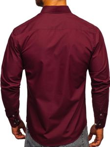 Bolf Herren Hemd Elegant Langarm Weinrot  4711