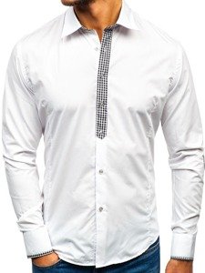 Bolf Herren Hemd Elegant Langarm Weiß 0939