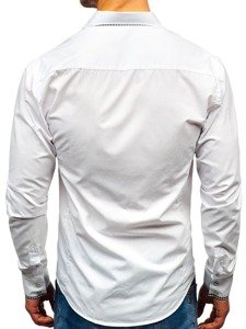 Bolf Herren Hemd Elegant Langarm Weiß 0939