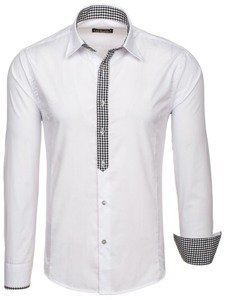 Bolf Herren Hemd Elegant Langarm Weiß 0939