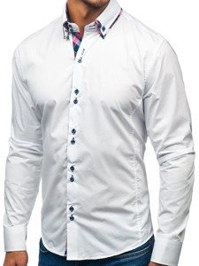 Bolf Herren Hemd Elegant Langarm Weiß  2712