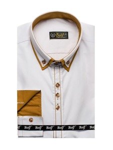 Bolf Herren Hemd Elegant Langarm Weiß  3703