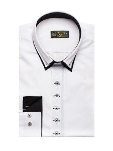 Bolf Herren Hemd Elegant Langarm Weiß  3708