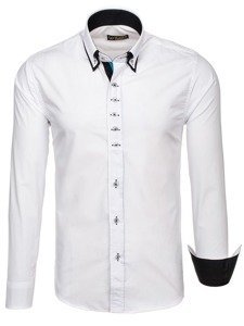 Bolf Herren Hemd Elegant Langarm Weiß  3708