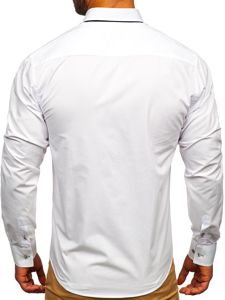 Bolf Herren Hemd Elegant Langarm Weiß  3708