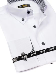 Bolf Herren Hemd Elegant Langarm Weiß  4711