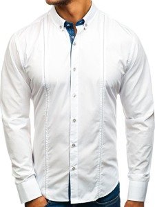 Bolf Herren Hemd Elegant Langarm Weiß  8822