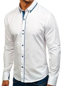 Bolf Herren Hemd Elegant Langarm Weiß  8823