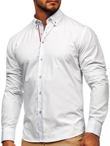 Bolf Herren Hemd Elegant Langarm Weiß  8839