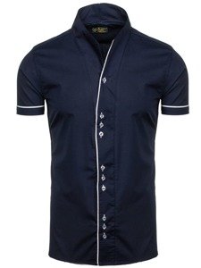 Bolf Herren Hemd Kurzarm Dunkelblau  5518