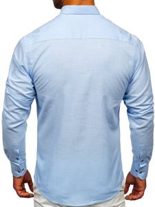 Bolf Herren Hemd Langarm Azurblau  20701