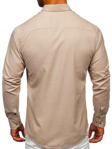 Bolf Herren Hemd Langarm Beige  20701