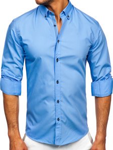 Bolf Herren Hemd Langarm Blau  20720