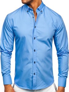 Bolf Herren Hemd Langarm Blau  20720