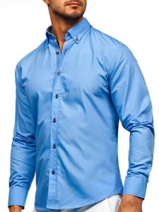 Bolf Herren Hemd Langarm Blau  20720