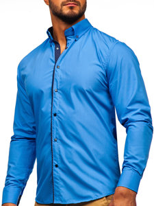 Bolf Herren Hemd Langarm Elegant Blau  7724-1