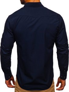 Bolf Herren Hemd Langarm Elegant Duneklblau  20703